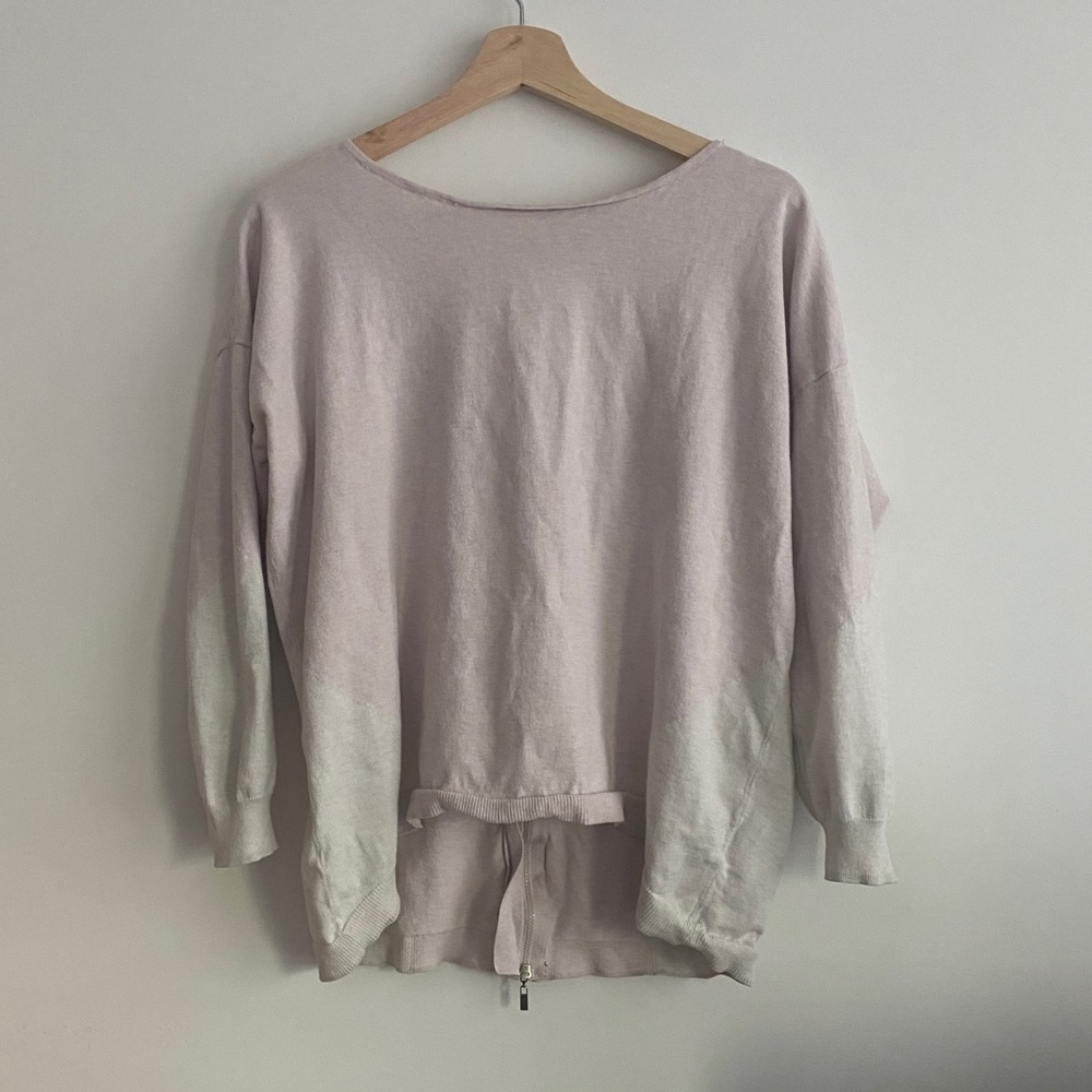 Back Zip Colorblock Pullover / Pink & White
